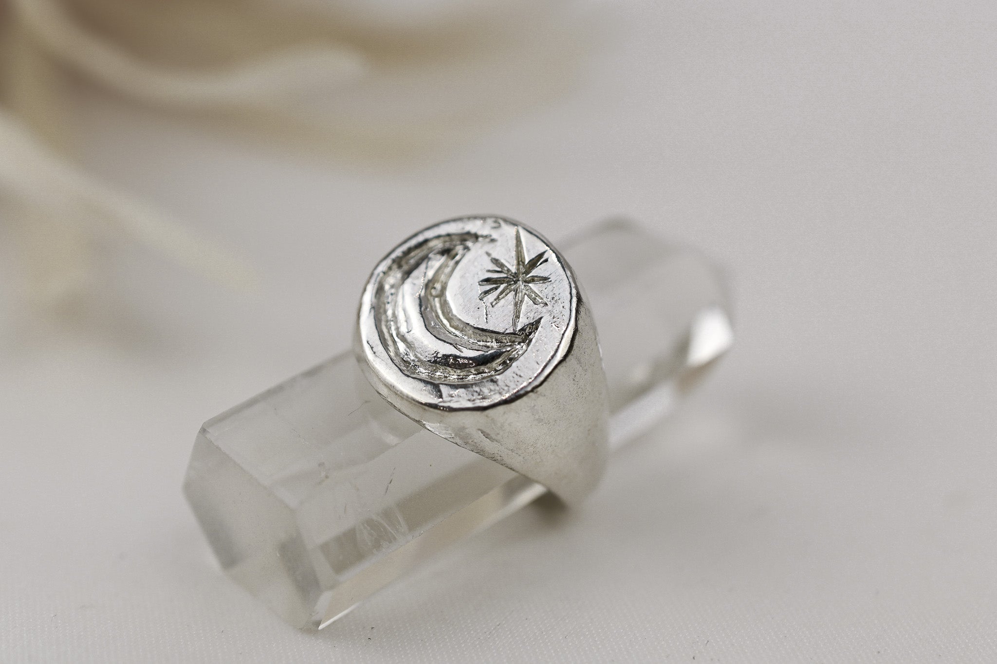 Luna Star Silver Cast Signet Ring | Victoria BC Jewelry | FLUX and
