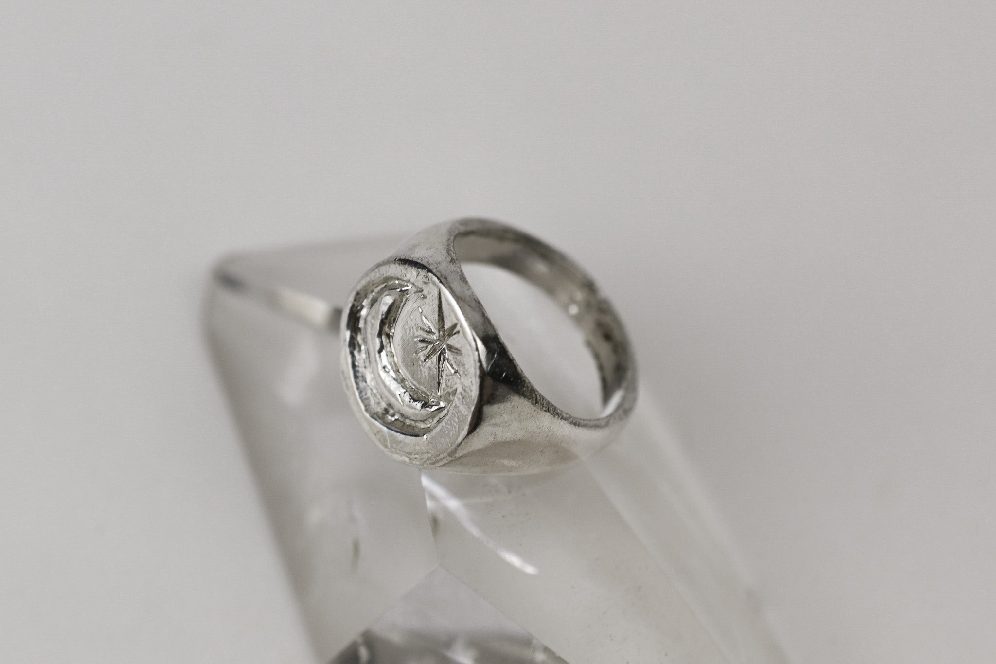 Luna Star Silver Cast Signet Ring | Victoria BC Jewelry | FLUX and