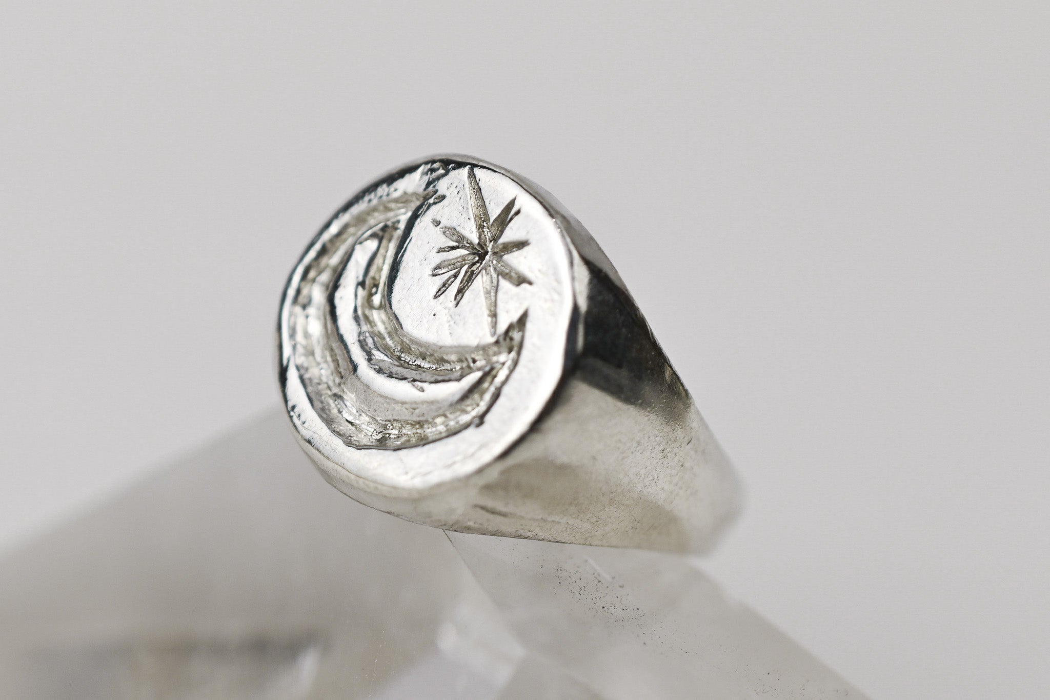 Luna Star Silver Cast Signet Ring | Victoria BC Jewelry | FLUX and