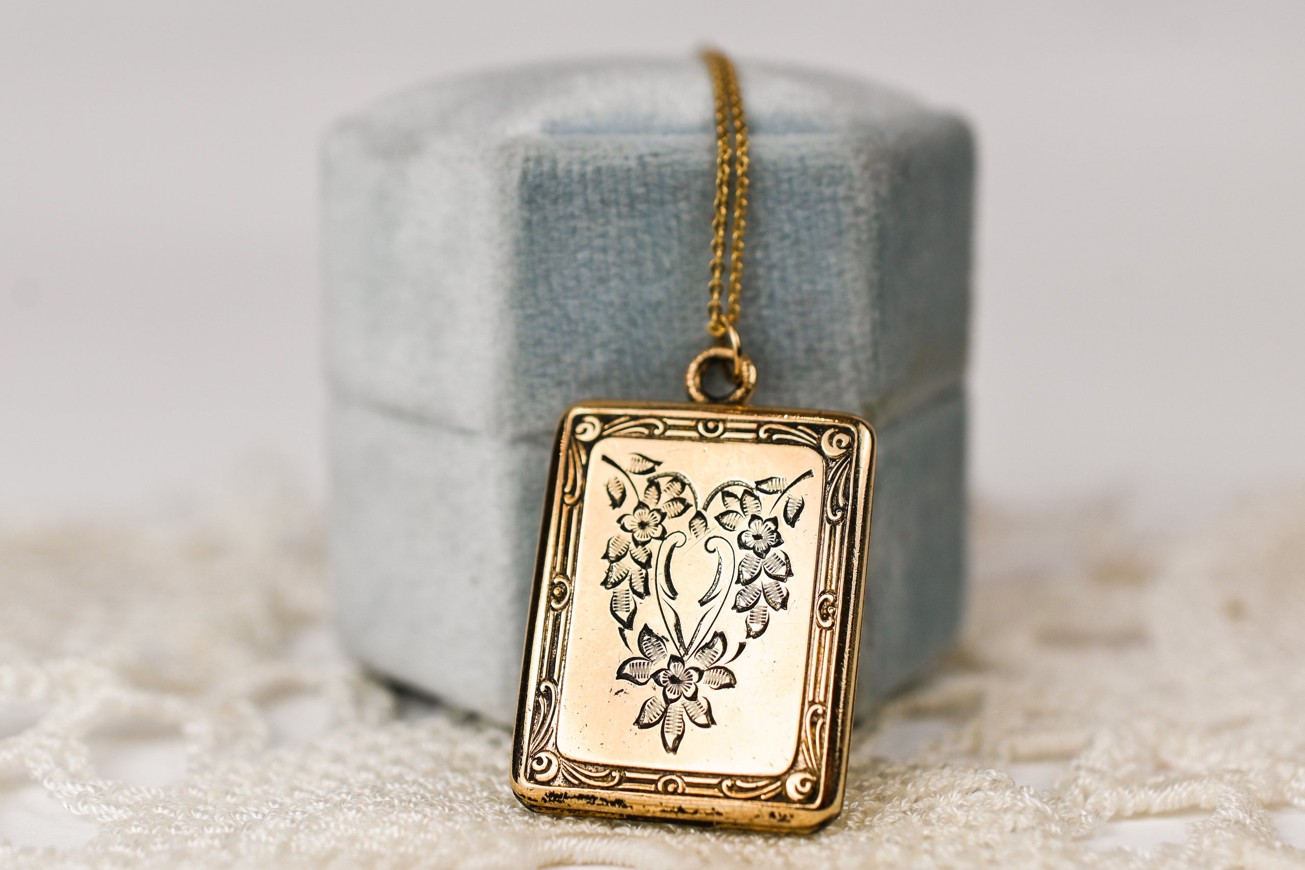 Vintage Rectangle Locket FLUX and STONE JEWELRY