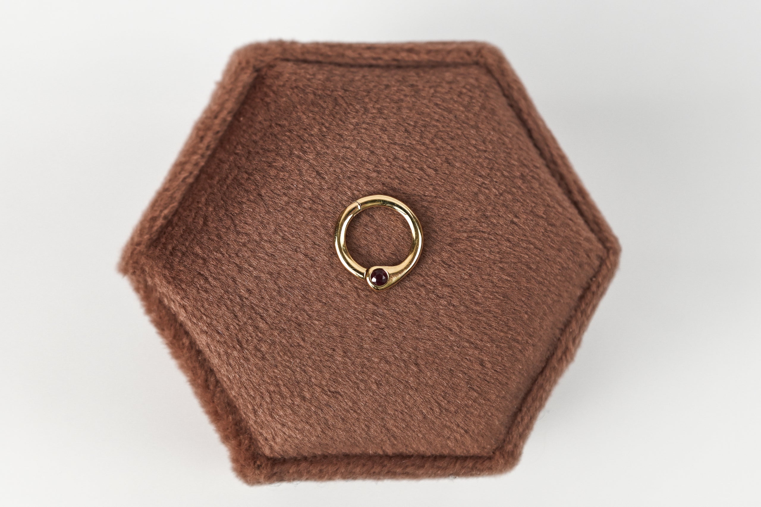 Gold ball nose ring top