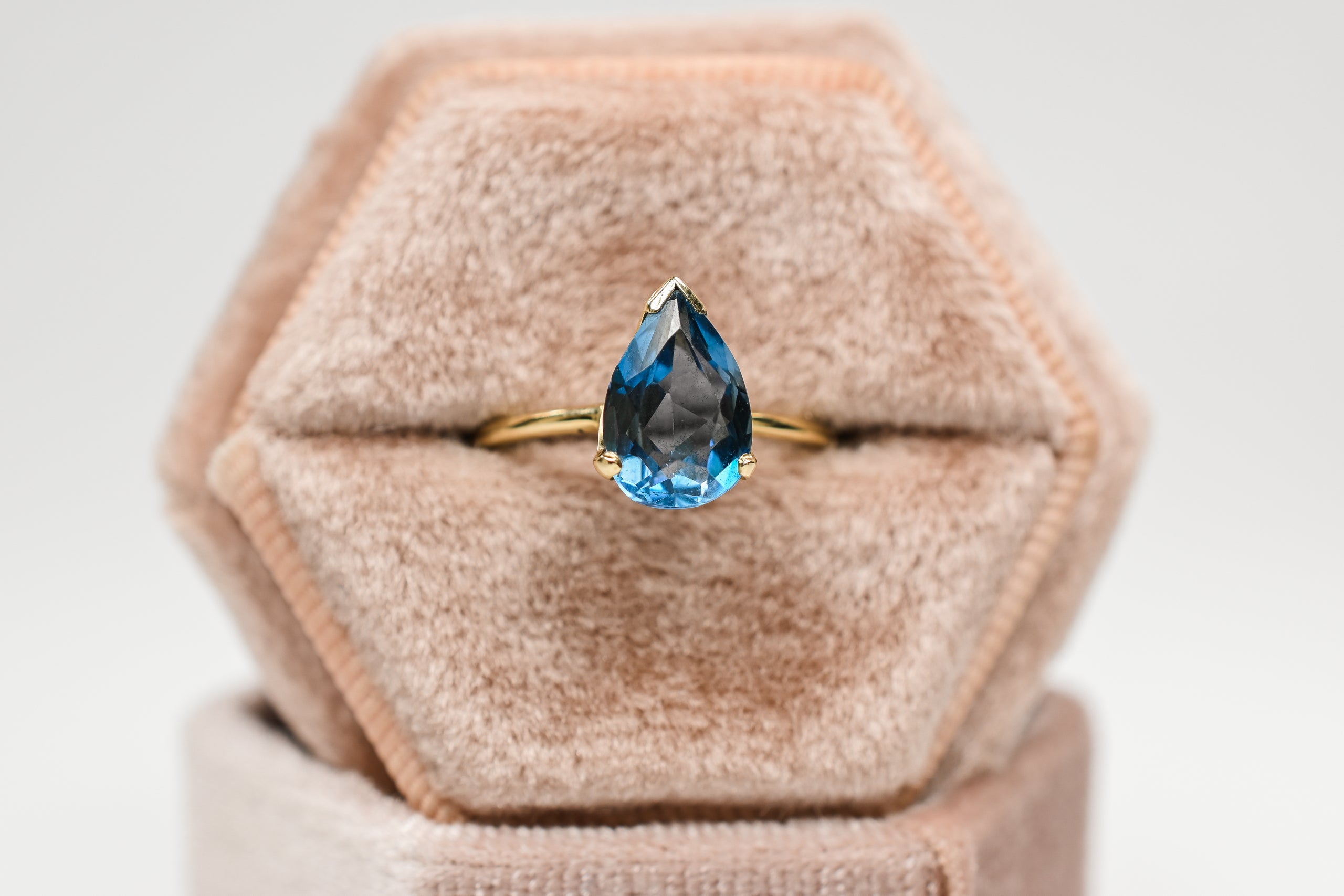 Blue London Topaz Teardrop Cut Claw Set Evermore Ring FLUX and STONE JEWELRY